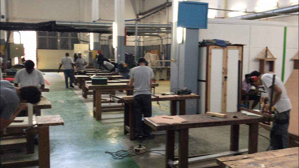 Les élèves à l'atelier